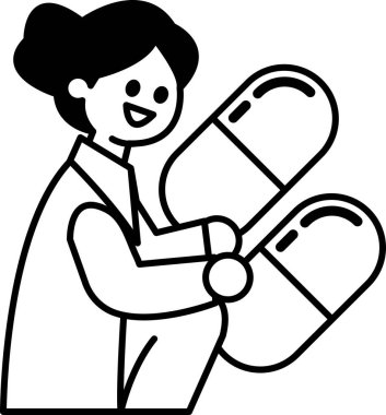 Bir kadın elinde iki hap tutuyor. Gülümsüyor ve mutlu. Pozitiflik ve sağlık kavramı