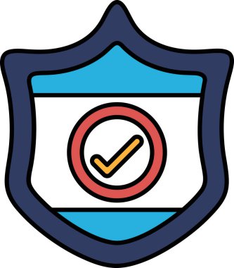 Kırmızı bir daire ve işaretli mavi bir kalkan. Kalkanın amacı koruma ya da güvenliği temsil etmek.