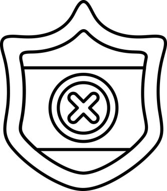 Üzerinde X harfi olan bir kalkan. Kalkan siyah ve beyaz.