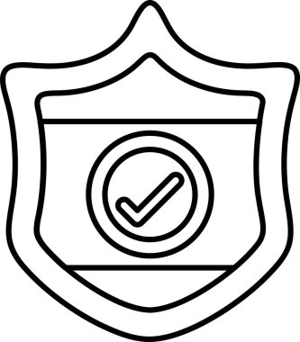 Üzerinde işaret olan bir kalkan. Kalkan siyah beyaz. Kalkan bir koruma sembolüdür.