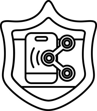 Üzerinde telefon olan bir kalkan. Kalkan siyah ve beyaz.