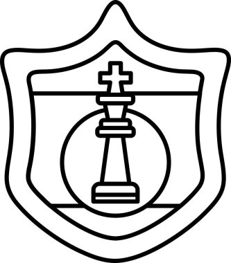 Kalkandaki bir satranç taşının siyah beyaz görüntüsü. Kalkan bir koruma sembolü ve satranç taşı da strateji ve zekayı temsil ediyor.