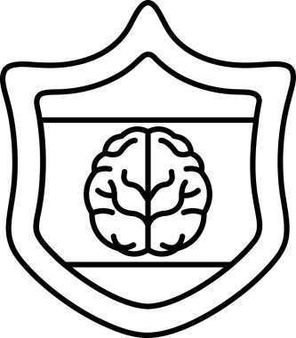 Üzerinde beyin olan bir kalkan. Kalkan siyah ve beyaz.