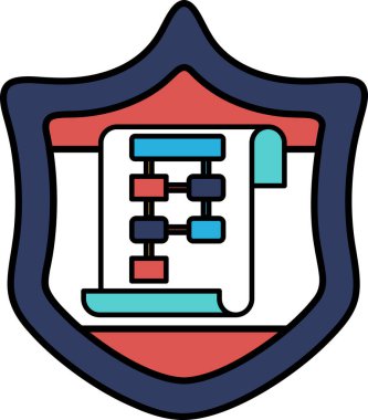 Kırmızı ve beyaz arka planı olan mavi bir kalkan. Kalkanın mavi ve kırmızı bir çizgisi ve beyaz bir çizgisi var.