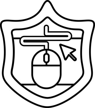 Üzerinde fare ve imleç olan bir kalkan. Kalkan siyah ve beyaz.