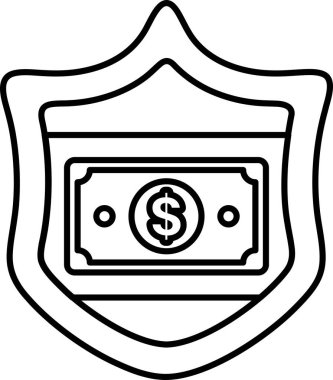 Üzerinde bir dolarlık banknot olan bir kalkan. Kalkan siyah ve beyaz.