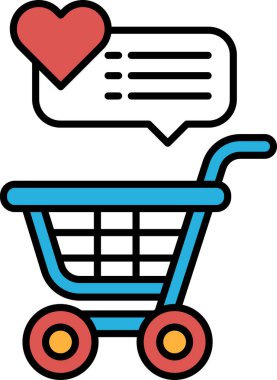 Üzerinde kalp olan mavi bir alışveriş arabası ve üzerinde 