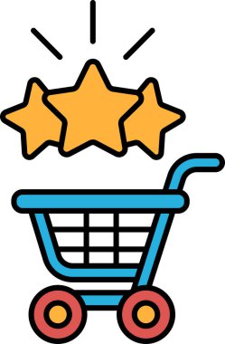 Üzerinde üç yıldız olan mavi bir alışveriş arabası. Yıldızlar arabanın ortasına konur.