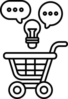 Üstünde bir ampul olan bir alışveriş arabası. Ampul bir fikrin ya da yeni bir konseptin sembolüdür.