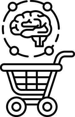 Üzerinde beyin olan bir alışveriş arabası. Beyin başka bir beyin çemberiyle çevrilidir.