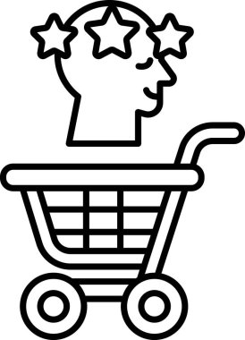 Başında yıldız olan bir adam alışveriş arabasını itiyor. Mutluluk ve pozitiflik kavramı, insanın gülümsemesi ve yıldızlarla çevrili olması gibi. Alışveriş arabasının kendisi tüketiciliğin bir sembolüdür.