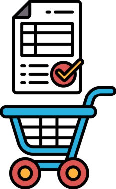 Makbuzunda işaret olan bir alışveriş arabası. Başarılı bir alışveriş gezisi kavramı