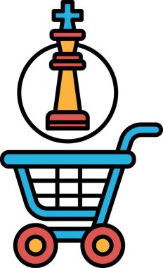 Üstünde satranç taşı olan bir alışveriş arabası. Strateji ve planlama kavramının yanı sıra ileriyi düşünmenin önemi