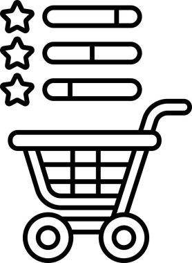 Üzerinde yıldız derecelendirme sistemi olan bir alışveriş arabası. Sepetin yıldız derecelendirme sistemi bir ürünün sahip olduğu yıldız sayısını gösterir.