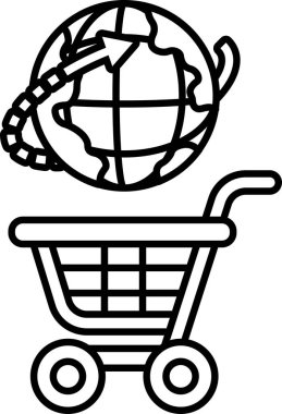 Üstünde küre olan bir el arabası. Araba siyah beyaz.