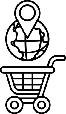 Üzerinde dünya haritası olan bir araba. At arabası bir kürenin önünde.