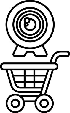 Üzerinde kamera olan bir alışveriş arabası. Kamera el arabasına yerleştirilir ve araba başka bir alışveriş arabasının önüne yerleştirilir.