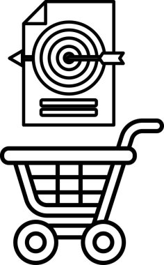 Üzerinde hedef olan bir alışveriş arabası. Hedef, hedefini gösteren okları olan bir hedef.