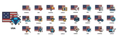 Amerikan bayrakları ve sanat tarzında bir takım çizimler.