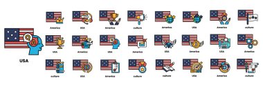 Amerikan bayrakları ve sanat tarzında bir takım çizimler.