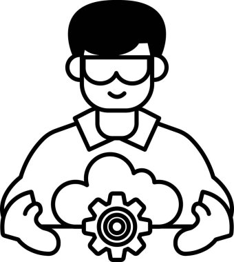 Bir adam elinde bir vites tutuyor. Güç ve güç kavramı, insan teçhizatı kontrol ettiği için. Siyah ve beyaz renk şeması resmin genel moduna ekler