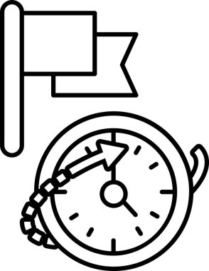 Arka planda bayrak olan bir saat.