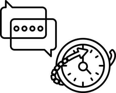 Yüzü olan bir saat ve sağı gösteren bir ok.