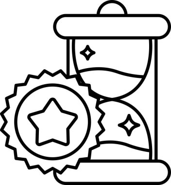 Üzerinde yıldız olan bir saat ve zamanlayıcı. Saat kırmızı ve sarı.