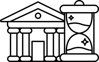 Saat kulesi ve kum saati olan bir bina.