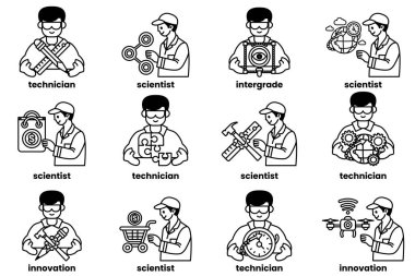 Beyaz gömlekli ve şapkalı bir grup adam bir saat, bir kitap ve bir kamera da dahil olmak üzere çeşitli eşyalar tutuyor.