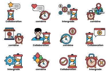 Görüntü farklı saat yüzlerinden oluşan bir derlemedir. Etrafında çeşitli kelimeler ve cümleler yazılıdır. Saat yüzleri birbiri ile örtüşen bir ızgaraya dizilmiştir.