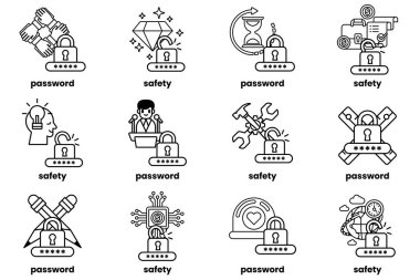 Parola anahtarlarının çizimleri ve sanat tarzında şeyler.