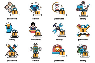 Parola anahtarlarının çizimleri ve sanat tarzında şeyler.