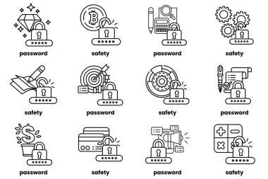 Parola anahtarlarının çizimleri ve sanat tarzında şeyler.