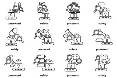 Parola anahtarlarının çizimleri ve sanat tarzında şeyler.