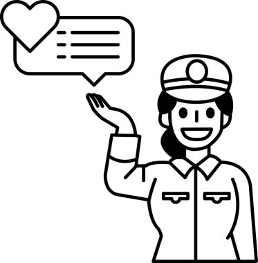 Üniformalı bir kadın selamlama jesti olarak elini kaldırıyor. Dostluk ve samimiyet kavramı