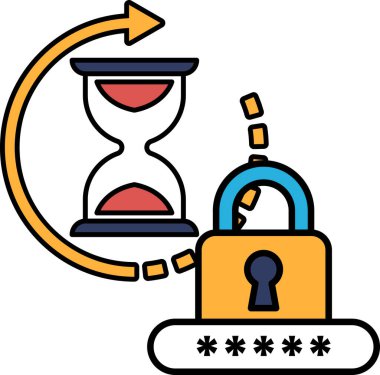 Kırmızı yüzlü ve mavi saati olan bir saat. Saat mavi bir kilitle çevrili.