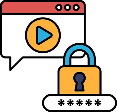 Kilitli bir kilidin çizgi film görüntüsü ve içinde 