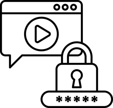 Üzerinde kilit olan bir video oynatıcının siyah beyaz görüntüsü.