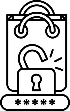 Üzerinde kilit olan bir çantanın siyah beyaz görüntüsü. Kilit kırılmış ve torba açık. Kırılganlık ve güvensizlik kavramı