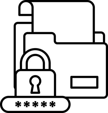 Üzerinde kilit olan bir dosya klasörünün siyah beyaz görüntüsü. Kilit bir dizi küçük sayılarla çevrili.