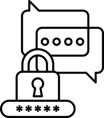 Anahtarlı bir kilit ve mesajlı bir sohbet baloncuğu. Kilit ve anahtar güvenlik ve korumayı temsil ederken sohbet balonu iletişim ve bağlantıyı temsil ediyor.