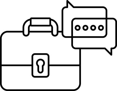 İçinde anahtar olan bir çanta ve içinde mesaj olan bir konuşma balonu. Çanta profesyonelliğin sembolü ve konuşma balonu iletişimi temsil ediyor.