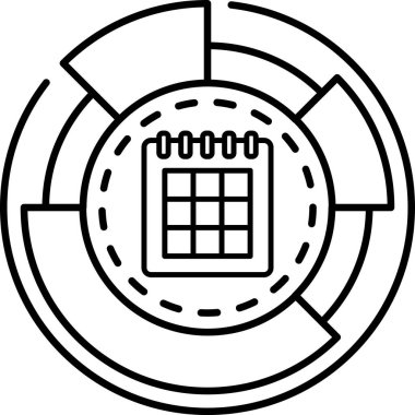 Sarmal dizaynlı bir takvimin siyah beyaz görüntüsü. Takvim karelere bölünmüştür ve beyaz kenarlığı vardır