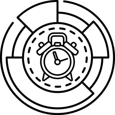 Çemberin ortasında beyaz bir arka planı olan bir saat gösterilir. Saat 10: 00 'a ayarlandı.