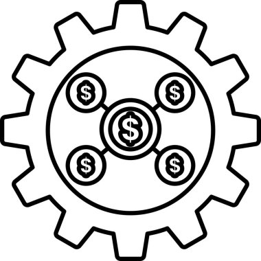 Üzerinde beş dolarlık banknotlar olan siyah beyaz bir vites. Para kavramı ve hayatımızdaki önemi.