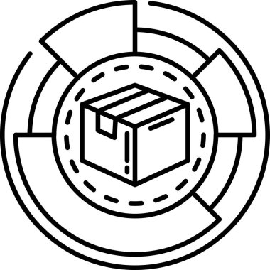 Bir kutu üzerinde çizgi olan bir çemberle çevrilidir. Kutu siyah ve beyaz.