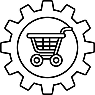 Dişli bir alışveriş arabasının siyah beyaz görüntüsü. Alışveriş anlayışı ve alışveriş arabası konsepti alışveriş deneyiminin bir parçası. Siyah ve beyaz renk şeması bir bağ bozumu ekler