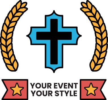 Bir haç buğday ve yıldızlarla çevrilidir. Haç mavi ve siyah. Buğday turuncu ve sarıdır. Yıldızlar kırmızı.