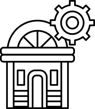 Üstünde teçhizat olan bir bina. Bina çok detay içeren basit bir tasarım. Binanın tepesindeki teçhizat gelişimin ve yeniliğin sembolüdür.